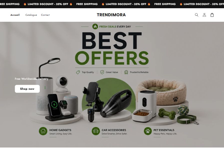 The Trendimora storefront home page